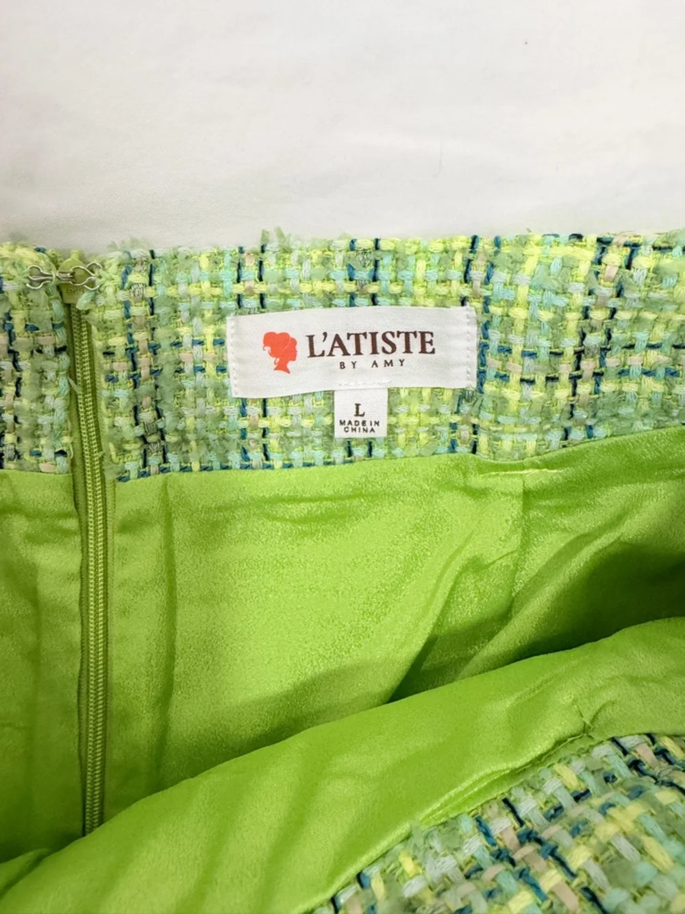 LATISTE Green Tweed 2PC Set Vest + Pleated Skort Size L NWT Preppy Coquette - Picture 9 of 10
